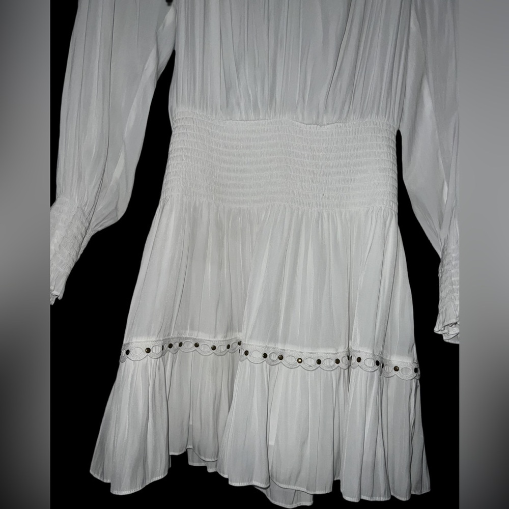 Ramy Brook Nardia White Embroidered Studded Drop Waist V-Cut Dress Size SP NWOT - Picture 4 of 10